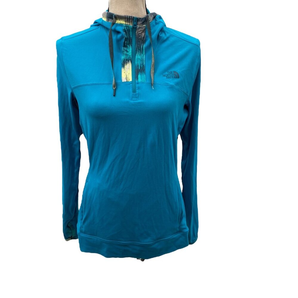 The North Face Medium Teal Women's 1/4 Zip Hoodie - Picture 2 of 10